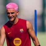 Gavi, en el entrenamiento previo al partido contra el Racing. Foto: SPORT