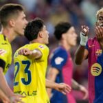 Lamine Yamal protestando una jugada en el Villarreal-Barça