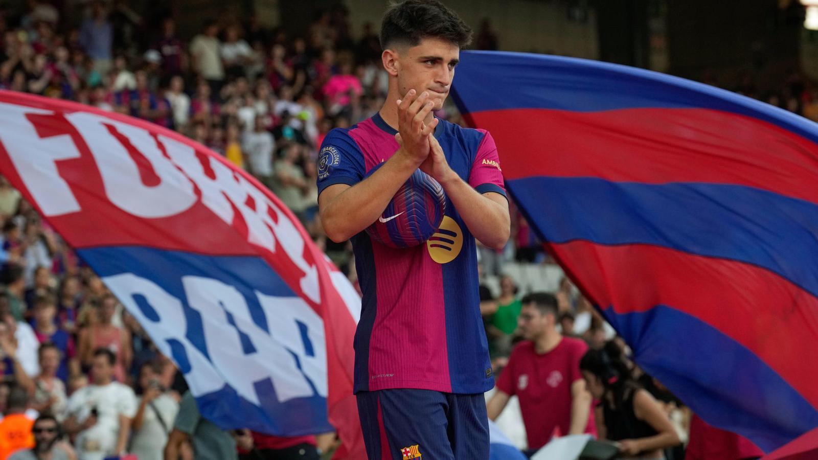 Pau Víctor en la presentación de la plantilla del Barça de la pasada temporada.