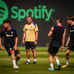 Una sesión de entrenamiento del Barça durante la pasada temporada