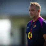 Hansi Flick en el entrenamiento.