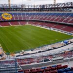 Estado actual de las obras del Spotify Campo, que hoy será inspeccionado por el Ayuntamiento de Barcelona.