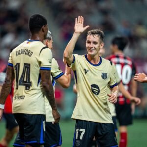 Los jugadores del FC Barcelona celebrando la victoria