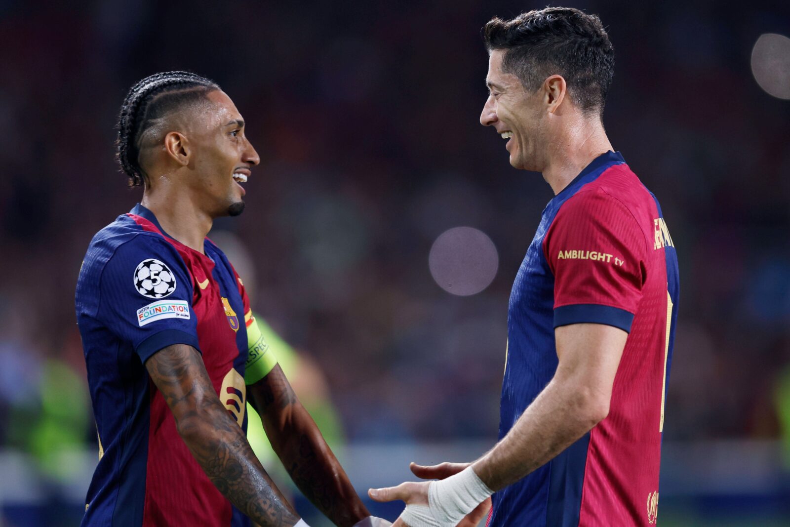 Raphinha y Lewandowski