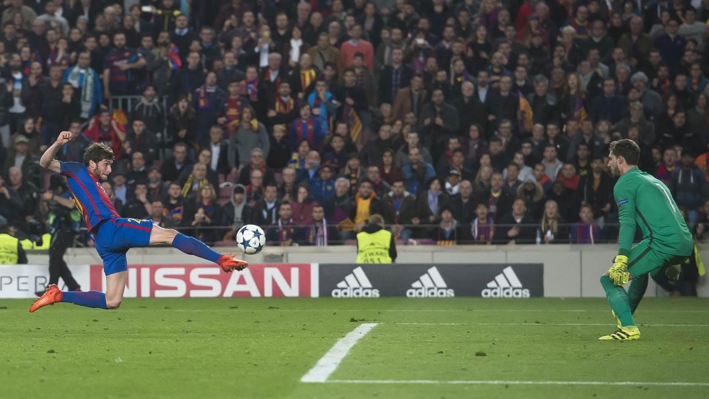 Sergi Roberto vs PSG marcando el 6-1