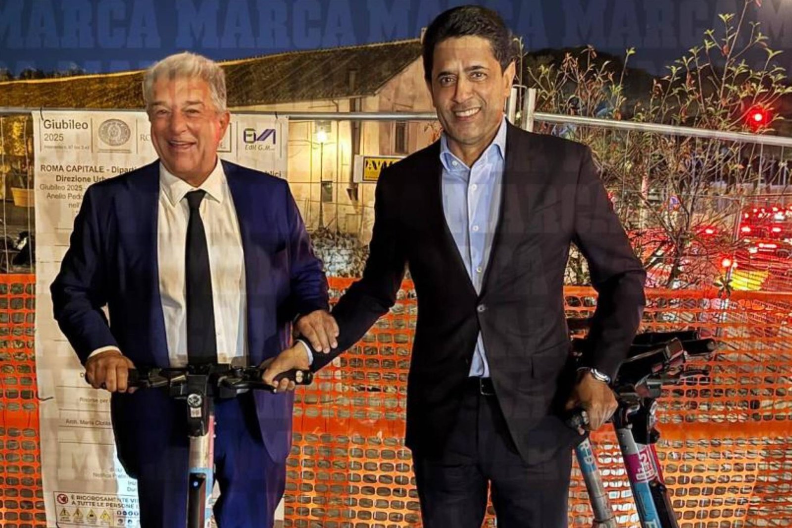 Joan Laporta y Nasser Al Khelaifi juntos antes del evento de la EFC