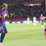 Lamine Yamal y Fermín celebrando el 1-0 ante el Elche