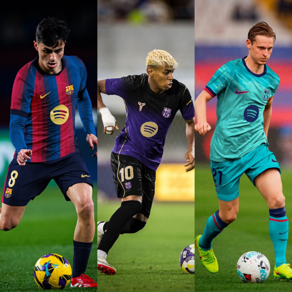 Las tres equipaciones del Barça para la próxima campaña.