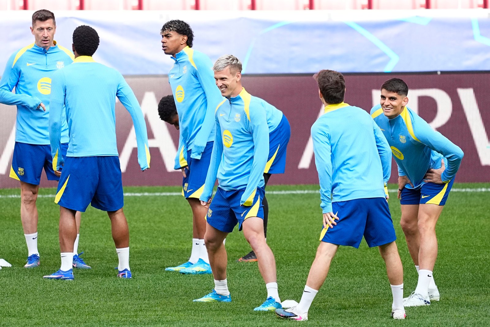El entreno de los futbolistas en el Metropolitano.