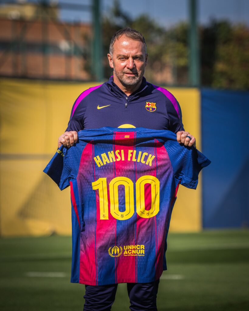 Flick cumple 100 partidos con el Barça