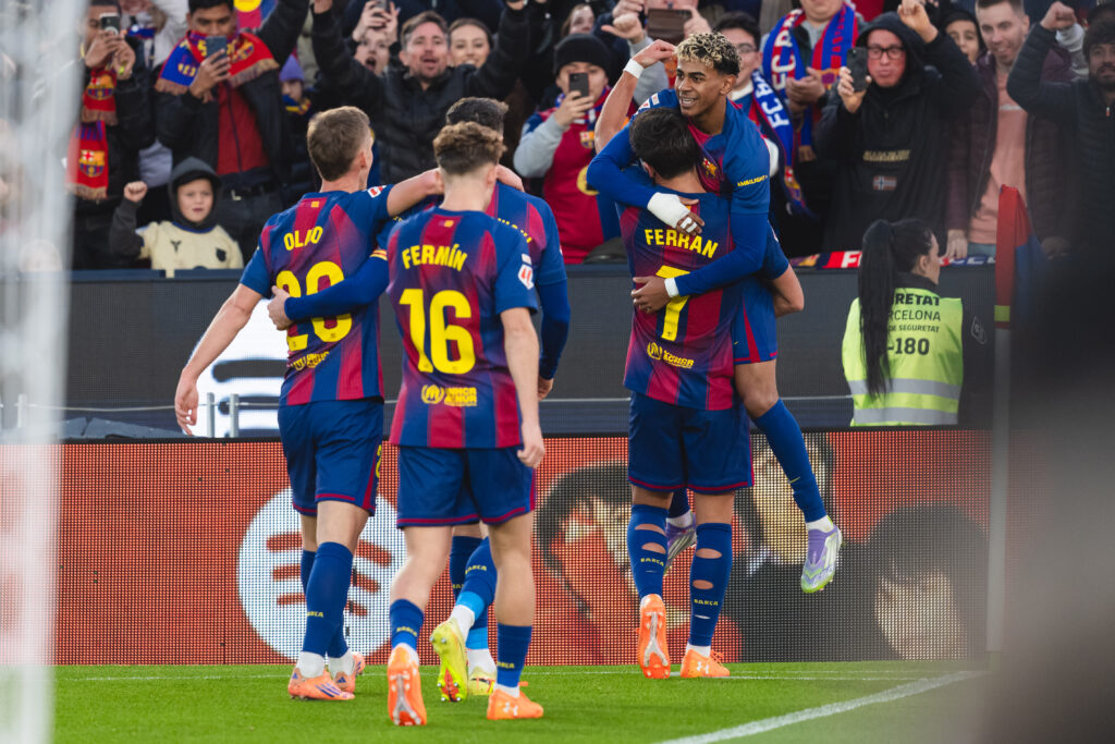 Los jugadores del Barça celebrando un gol ante el Athletic Club de Bilbao