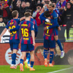 Celebración del gol de Ferran y asistencia de Lamine en el Barça 4-0 Athletic Club