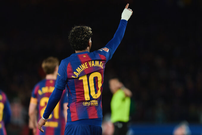 Lamine Yamal celebra un gol en el Camp Nou.Fuente: SocBlaugrana / @gerardfrancophoto