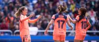 El Barça femenino celebra un gol