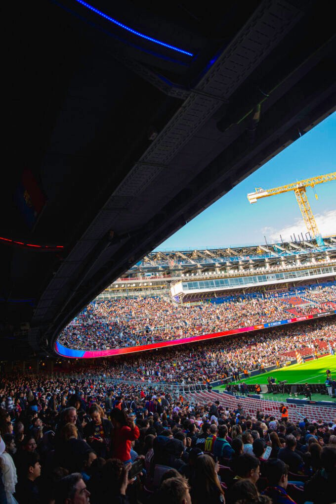 Graderío del Camp Nou en el primer entrenamiento
