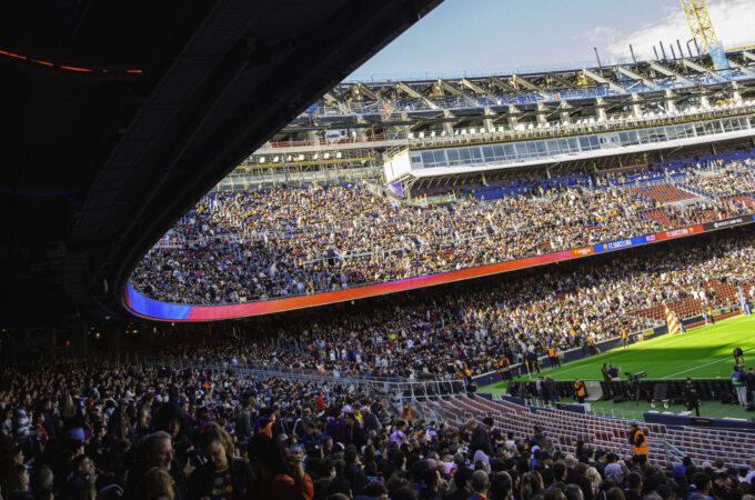 Graderío del Camp Nou en el primer entrenamiento