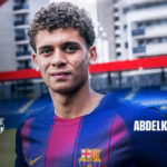 Hamza Abdelkarim en su presentación con el Barça Atlètic