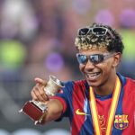 Lamine celebrando la Supercopa