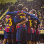 El grupo celebrando el último gol de la victoria ante el Villarreal