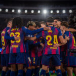 Los jugadores del Barça celebrando un gol ante el Athletic Club