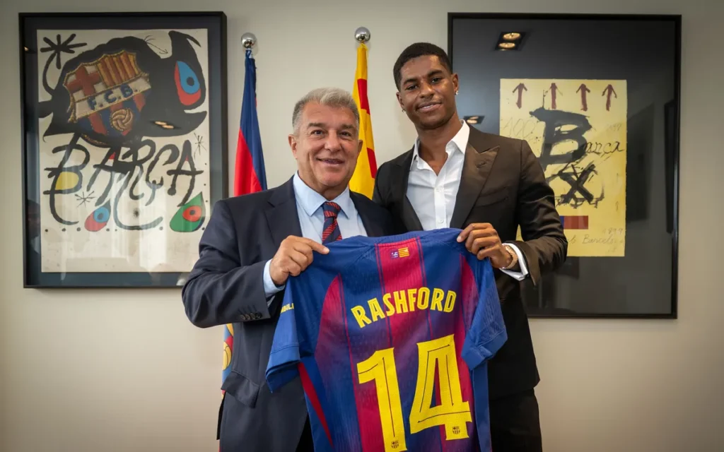 Marcus Rashford en su presentación como jugador del FC Barcelona
