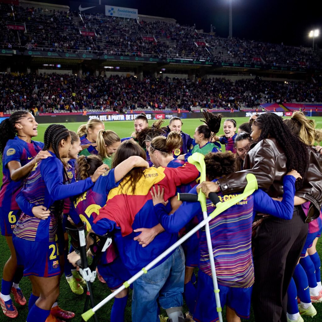 Fiesta azulgrana celebrando la victoria