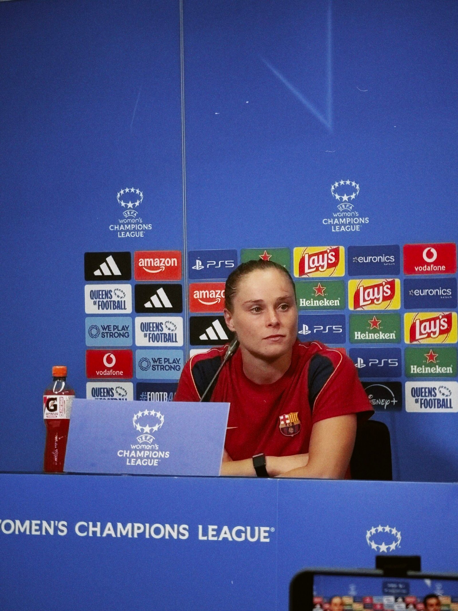 Ewa Pajor en Rueda de Prensa previa al primer duelo de UWCL - @CompteCreatiu