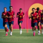 Primer entrenamiento del Barça. Fuente: FCB