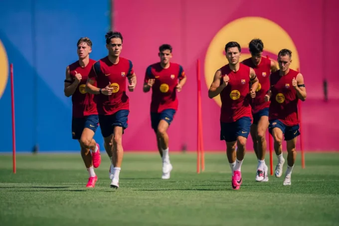 Primer entrenamiento del Barça. Fuente: FCB