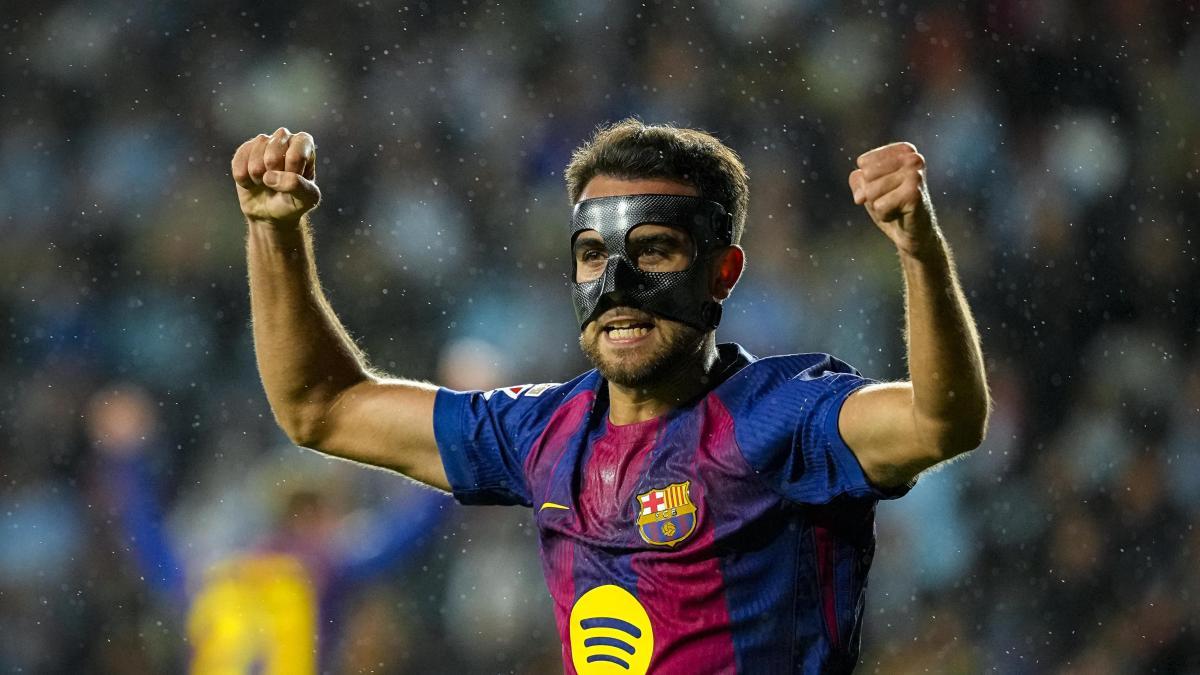 Éric, celebrando la victoria en Balaídos. Foto: Mundo Deportivo.