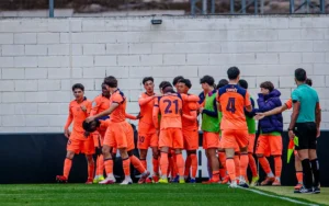 Joaquín Delgado lideró la victoria del Barça B ante el Valencia B con un doblete. Foto: FCB
