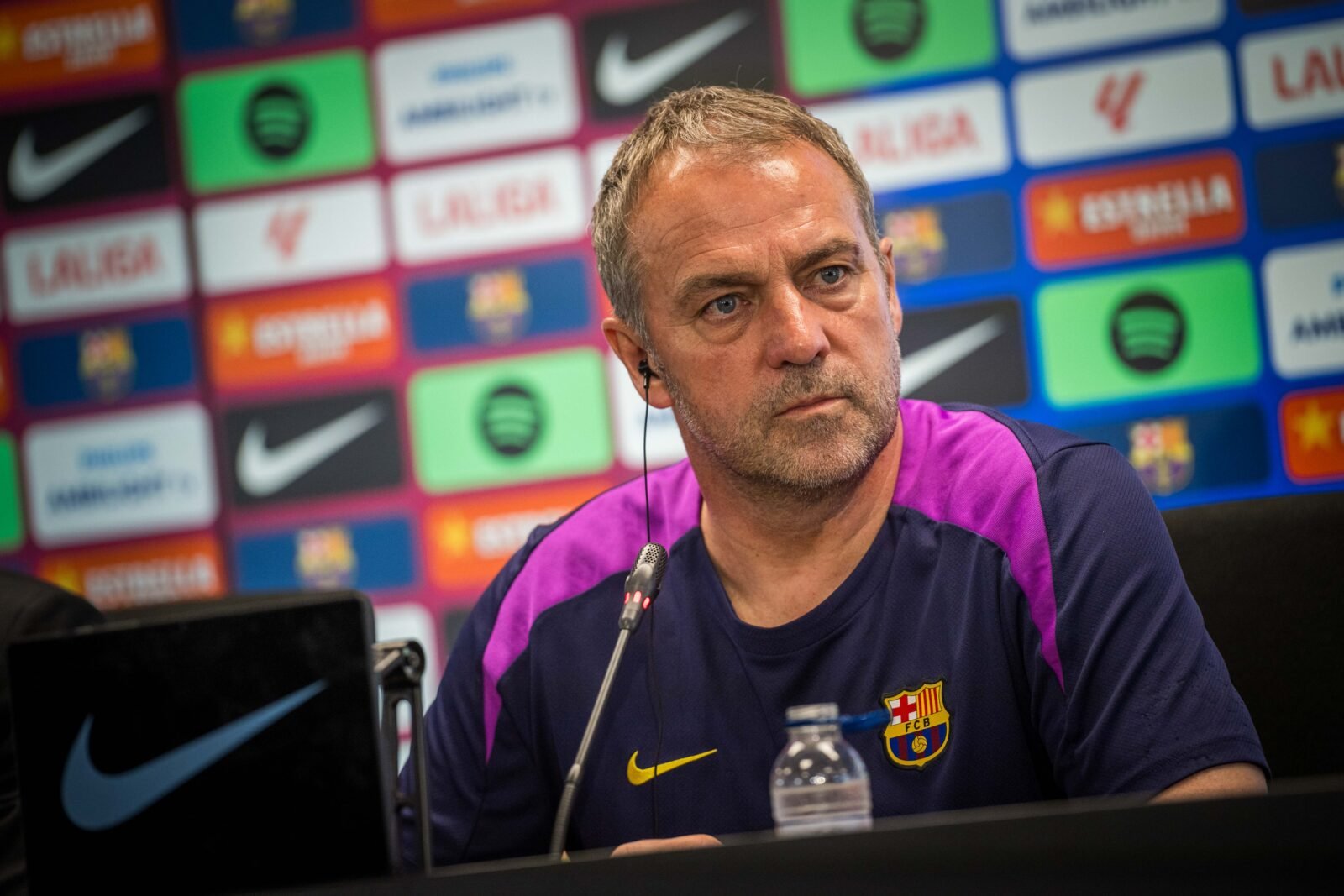 Hansi Flick en la rueda de prensa previa al Clásico.