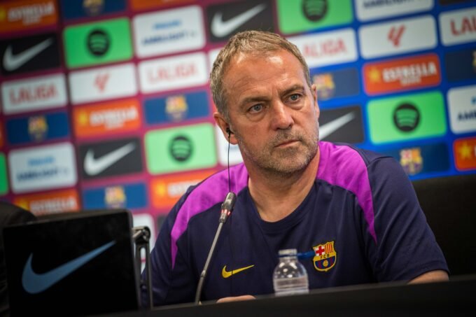 Hansi Flick en la rueda de prensa previa al Clásico.