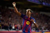 Lamine Yamal celebrando su gol con el Barça ante el Celta de Vigo