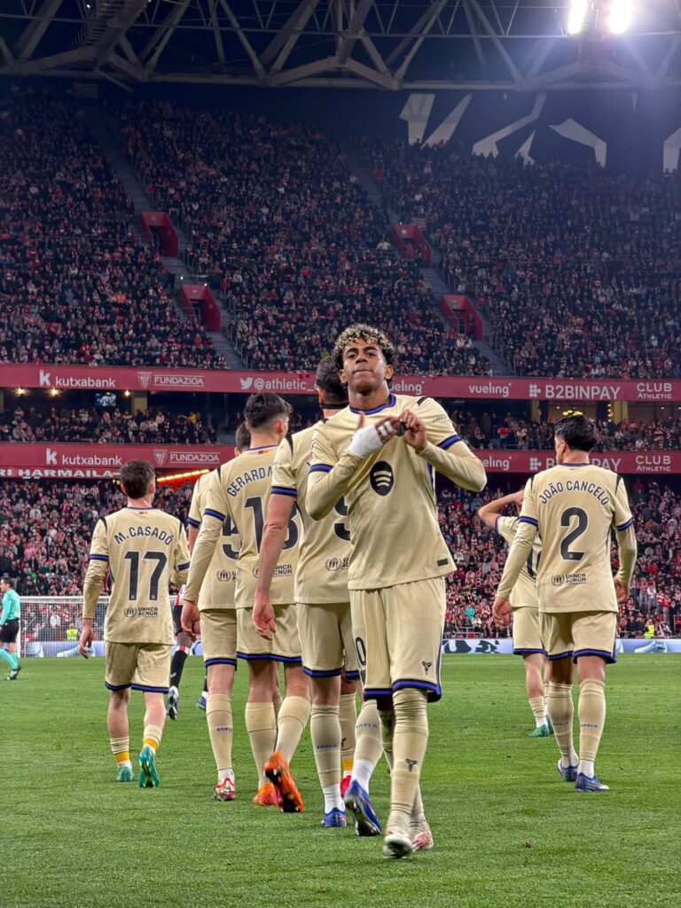Lamine celebra el gol frente al Athletic