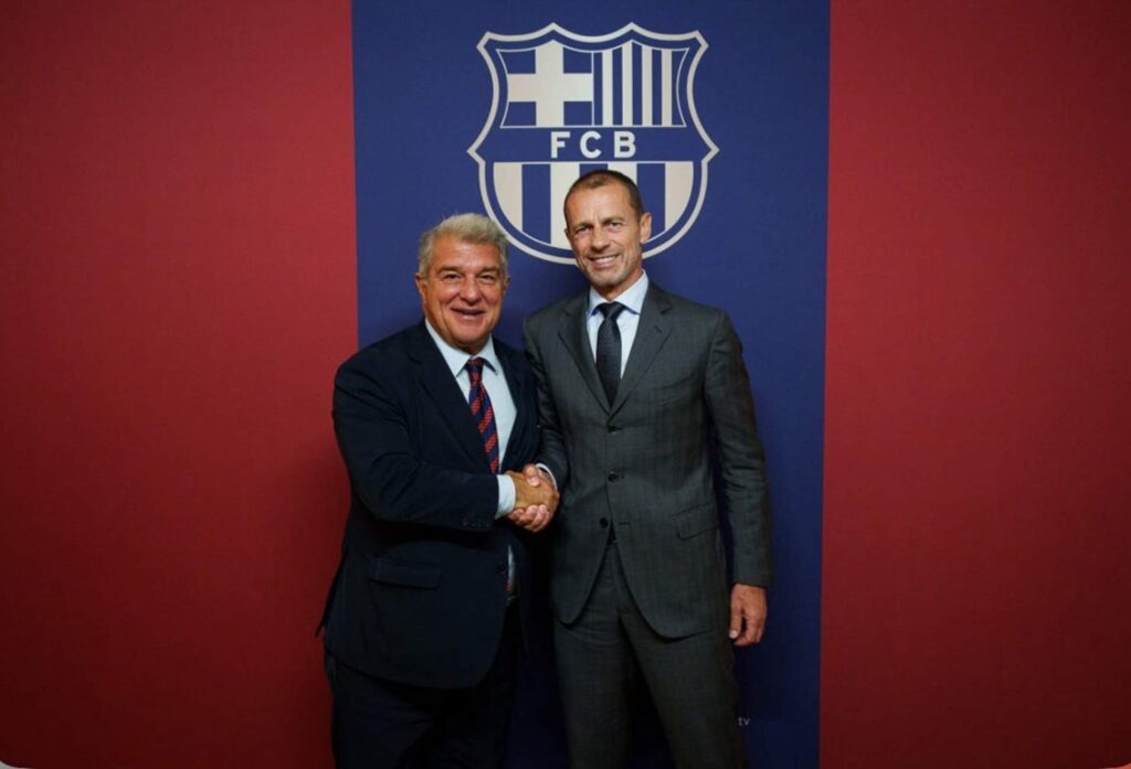 Aleksander Ceferin y Joan Laporta juntos