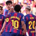 Los jugadores celebrando la victoria contra el Levante.