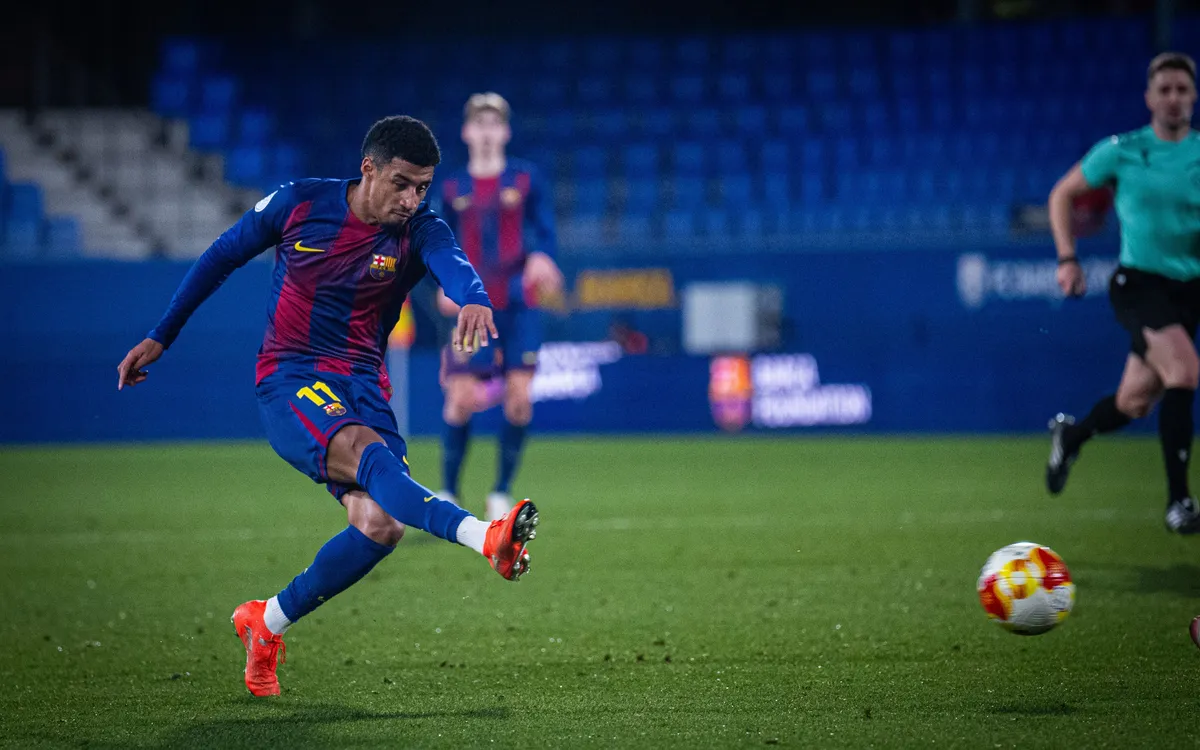 Oscar Ureña, durante el Barça B - Andorra. Foto: FCB